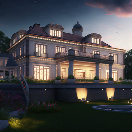 3d illustration of a newly built luxury home.の素材