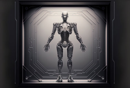 AI robot frame technology, future tech design that is abstract and leaves roomの素材