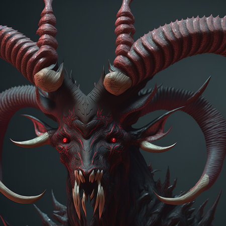 3d illustration of devil animal horn and hornsの素材