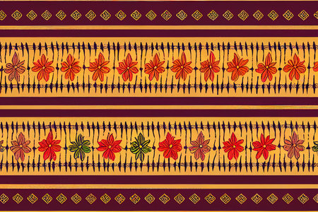 Beautiful ethnic border with floral and textile digital motifsの素材