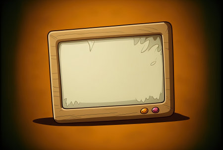 Blank tablet screen on woodの素材