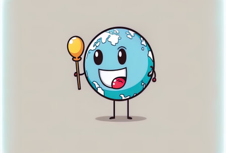 Character mascot map pointer pin with a world globe on a white backdropの素材