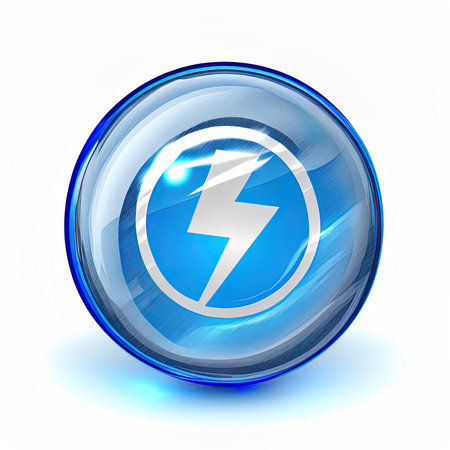 Blue shiny icon on white background. Internet button.の素材