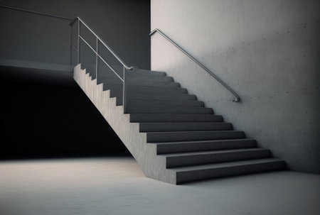 Close up of stairway on platform on floorの素材