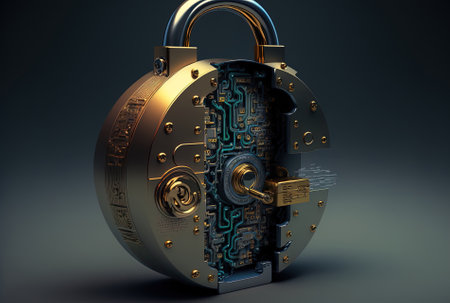 Concept of a password protected lock, padlock, and privacyの素材