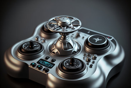 Drone flight with a silver joystickの素材