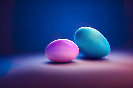 Creative easter egg on blue background. minimal concept. 3d renderingの素材