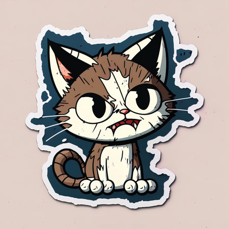 distressed sticker of a cartoon catの素材