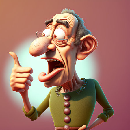 cartoon ugly man pointing with speech bubbleの素材