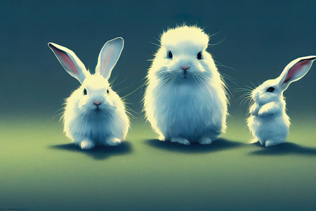 couole of cute white rabbitsの素材