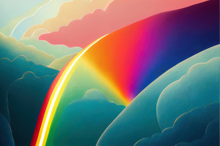 beautiful rainbow landscapeの素材