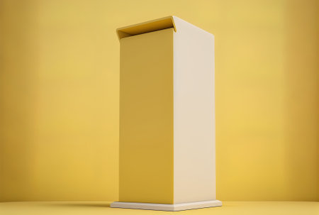 contemporary minimalist podium mockup with a yellow backgroundの素材