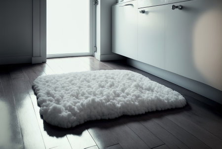 a floor mounted white cotton bathroom matの素材