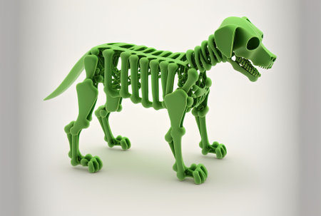 canine dental chews in the form of green bones. alone against a white backdrop.の素材