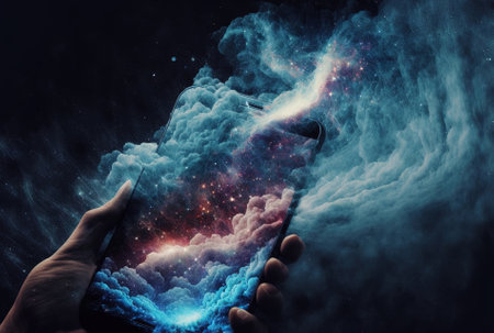 Galaxy remixed by a cloud network hand utilizing phone technologyの素材