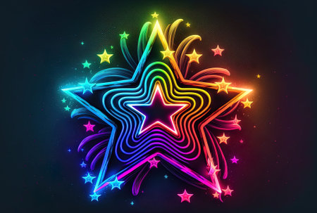 Neon star with rainbow lightsの素材