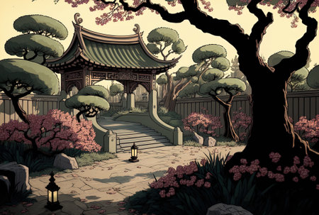 Old Chinese gardenの素材