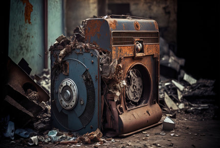 Old, rusted rubbish and scrap steelの素材