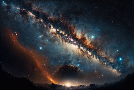 Milky Way in space, filled with starsの素材