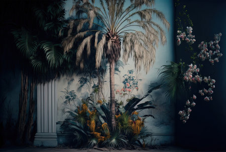 Palm tree adorned aesthetic backdropの素材