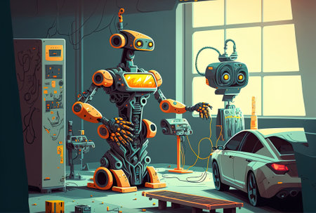 Robot hi tech robotic ai factory processing service for carsの素材