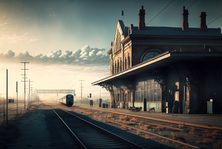 railway station in a distanceの素材