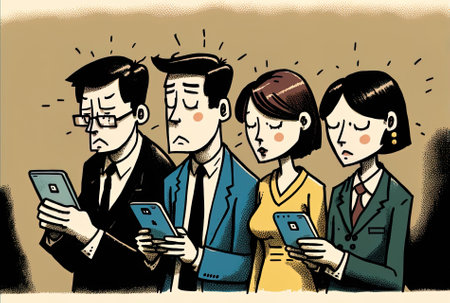 Those in business using their phonesの素材