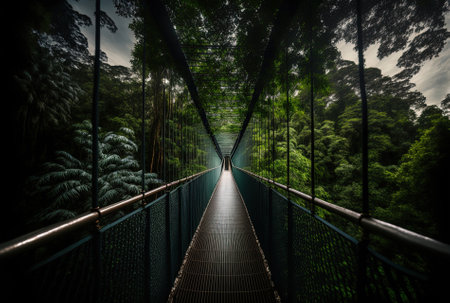 View of a canopy walkway taken verticallyの素材
