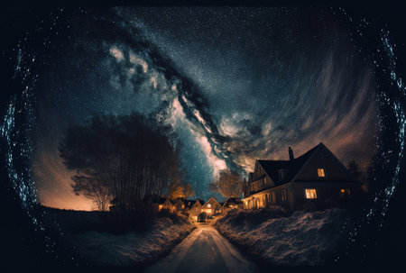 taken from a low perspective of the captivating starry skyの素材