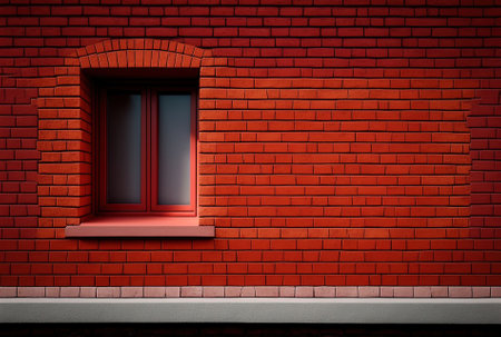 simple wall of brilliant red bricksの素材