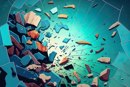 textured background with broken glassの素材