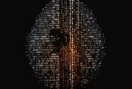 the binary code data security cracked by hackersの素材