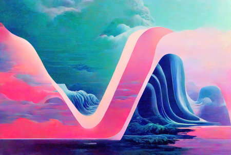 vivid forms typical of vaporwave musicの素材