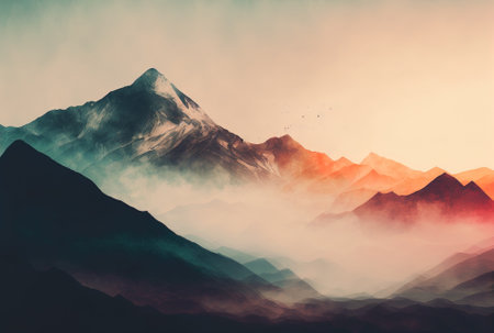 hazy abstract mountain backdropの素材