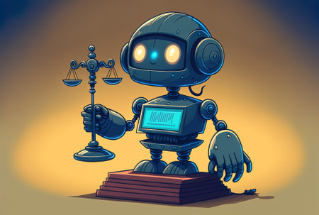 Internet law idea with an artificial intelligence or android judge robotの素材