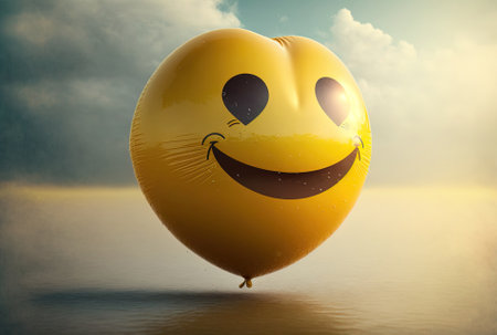 grin and heart eyes floating emoji balloonの素材