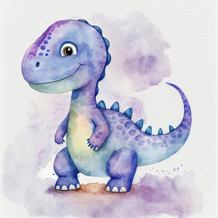 Little dinosaur. watercolor, Isolated backgroundの素材