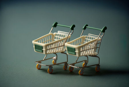 Miniature shopping carts in a pairの素材