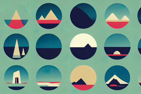 Lineo Stroke Landscape and Scenery line iconsの素材