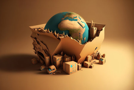 of the planet, which was covered in several cardboard boxesの素材