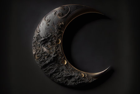 On a dark backdrop, a crescentの素材