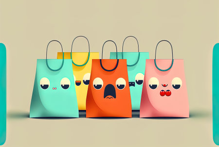 little, colorful shopping bags with handlesの素材