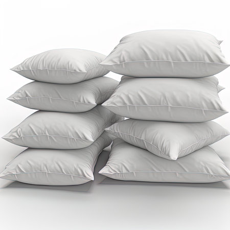multiple white pillow cushion 3d rendered usaing for mockup isolated in whiteの素材