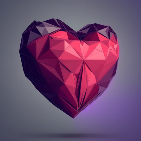 Polygonal heart. Low poly, valentines day illustrationの素材