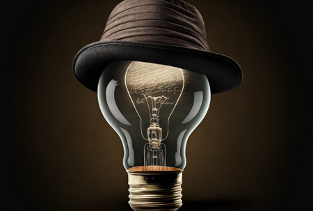 Front picture of a lightbulb with a copy gap and a scholarly capの素材