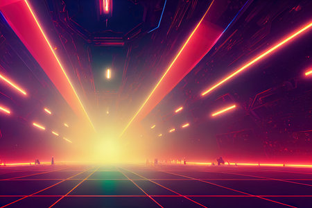 Red stage background, Technology concept, Futuristic, Hud, Showcase, Stand, 3D Illustration.の素材