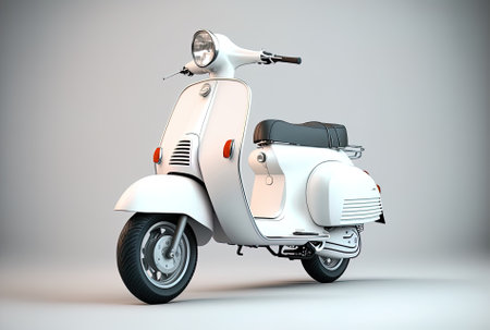 Photo of a white scooter isolated against a white backdropの素材