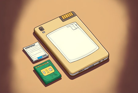 Sim cards in the top view with a notepadの素材