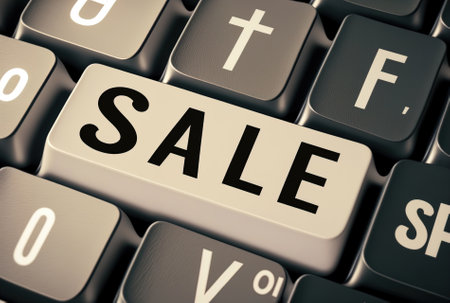 Sale word appearing on a keyboardの素材