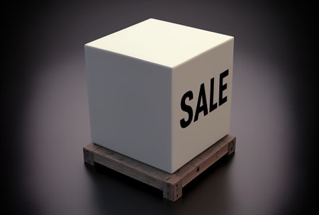 Sale cube with a board that is emptyの素材